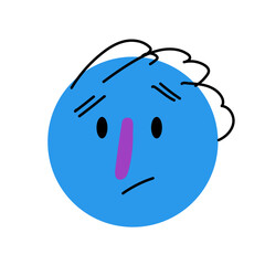 Blue Smiley with Raised Eyebrows