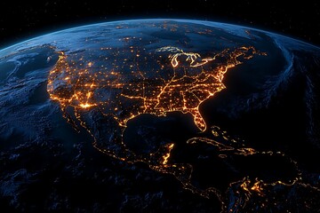 USA lights glow on Earth from space