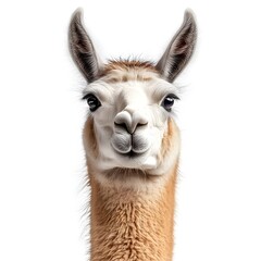 Obraz premium Charming llama isolated on a white background showcasing its unique features and fluffy appearance
