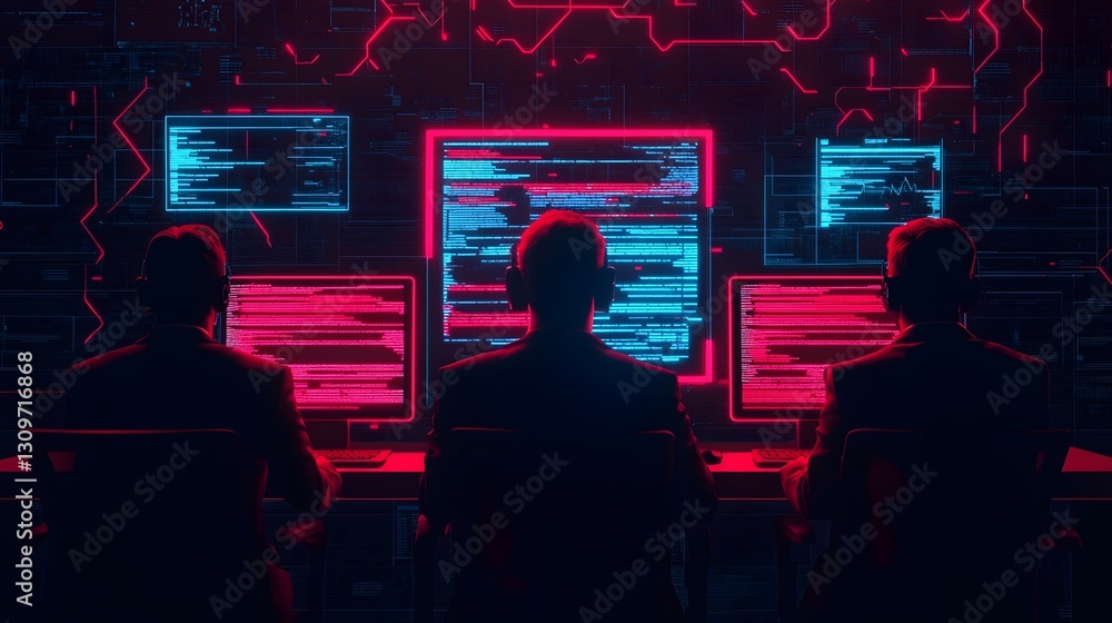 Aufkleber futuristic ai-powered team brainstorming in a high-tech virtual workspace