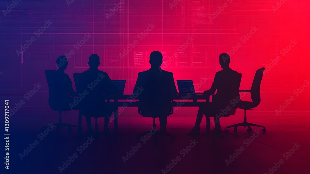 Poster futuristic ai-powered teamwork in virtual high-tech workspace for innovation and technology