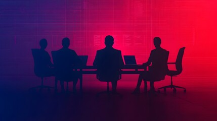 Fototapeta premium Futuristic AI-Powered Teamwork in Virtual High-Tech Workspace for Innovation and Technology