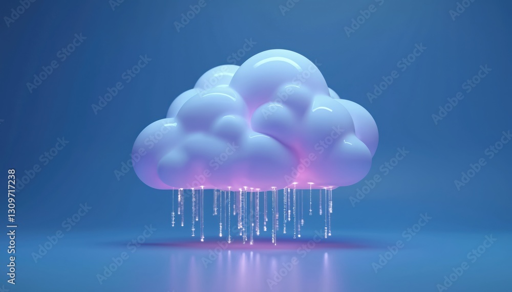 Poster 3d rendering of cloud computing icon on blue background. modern cloud technology, data storage, data