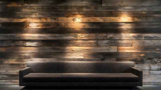 of weathered natural wood with soft lighting, evoking a sense of stability and trust in wellness settings 