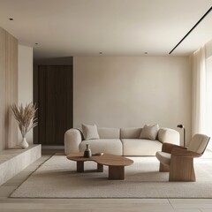 Modern living room interior with comfortable furniture and design elements