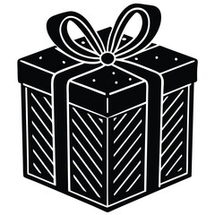 Minimalist Black Gift Box Vector | High-Quality Graphics