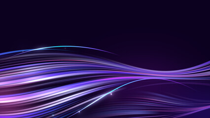 Violet waves. Wavy purple lines on blue background. Lines abstract. Wave pattern. Dotted lines. Neon waves. particles background. Blue and violet gradient. HD, 4K,