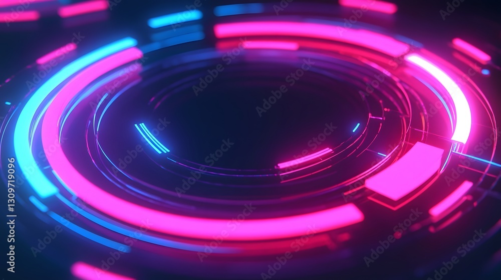 Poster vibrant circular flowchart with glowing arrows - smooth business concept