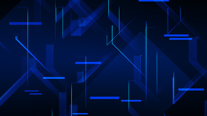White lines on blue background. Geometric minimalist blue background. Abstract techno background. Blue tech backdrop. Graphic pattern dark blue. News broadcast. TV show screen. Blue grid