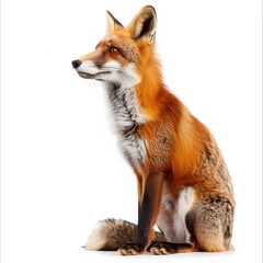 Fototapeta premium Majestic Red Fox in Profile against Plain White Background