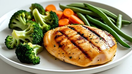 Grilled Chicken Breast with Fresh Vegetables - Healthy Meal