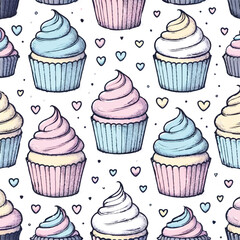 Creamy Cupcakes Print Design in Vector