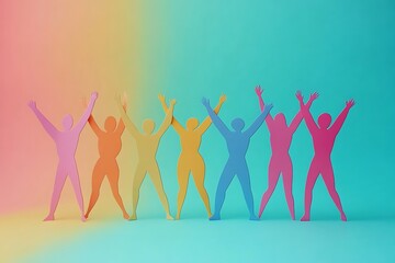 Fototapeta premium Vibrant Colorful Cutouts Unity and Friendship Together