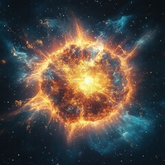 Fototapeta premium Cosmic Explosion: A Fiery Nebula in Deep Space