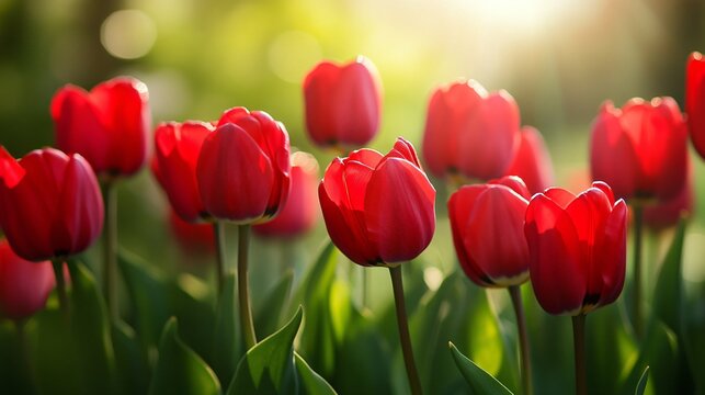 Vibrant Tulip Garden Banner for Spring - Powered by Adobe