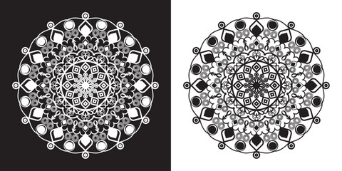 Editable mandala design vector  with black and white color 