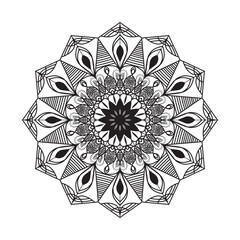Mandala design with black color on a white background