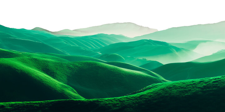 Valles y llanuras verdes con cielo transparente