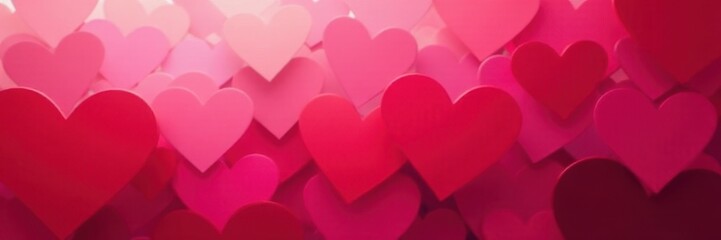 Irregular heart shapes cascade; gradient pink, deep red tones , graphic design, heart design pattern, heart texture
