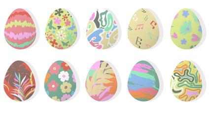 Easter eggs drawing clipart set on white background