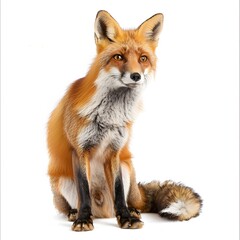 Majestic Red Fox Sitting Gracefully on White Background