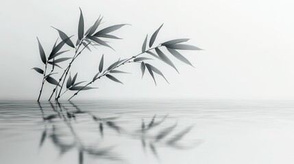 Obraz premium Gray Bamboo Reflecting in Still Water