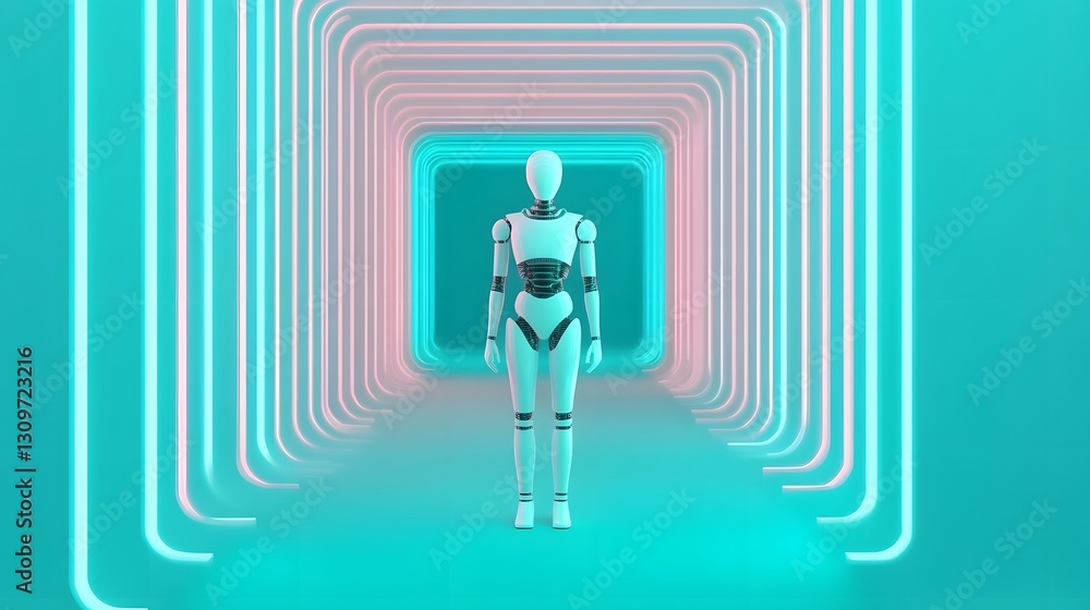 Poster digital assistant optimizing futuristic organizational efficiency in 3d