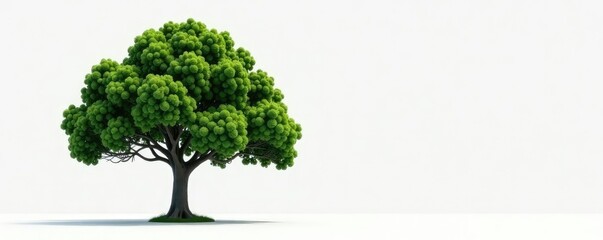 Fototapeta premium Large isolated tree on white surface in a minimalist environment, large, natural