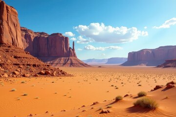 Vast, untouched desert expanse, weathered rock formations , formation, geology