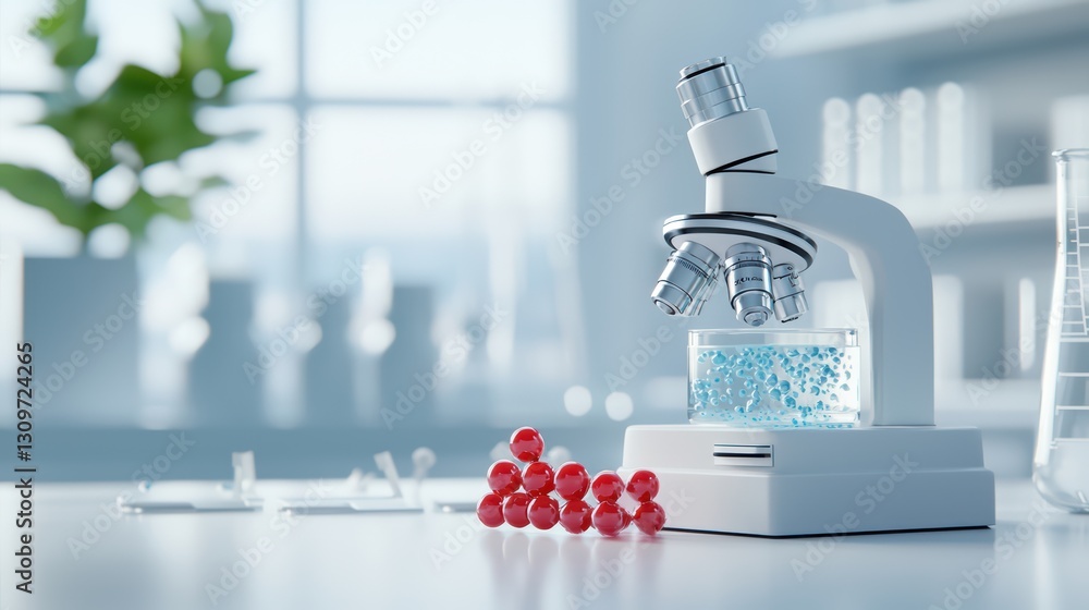 Poster scientists in a lab creating synthetic compounds with advanced equipment and instruments