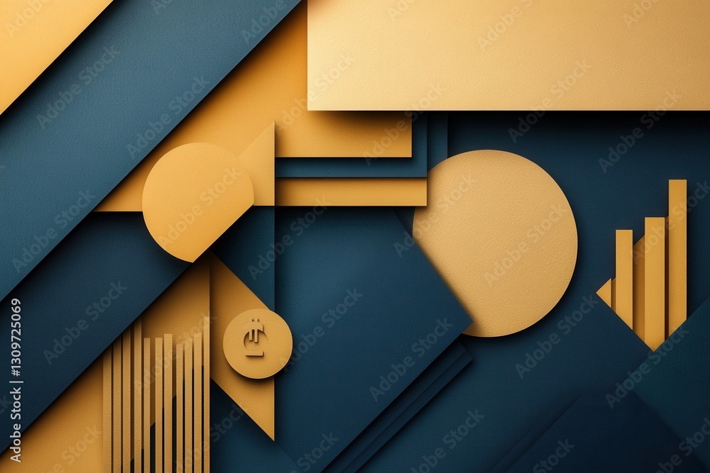 Aufkleber sophisticated paper art background featuring layered geometric shapes for financial growth represent