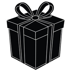 Minimalist Black Gift Box Vector | High-Quality Graphics