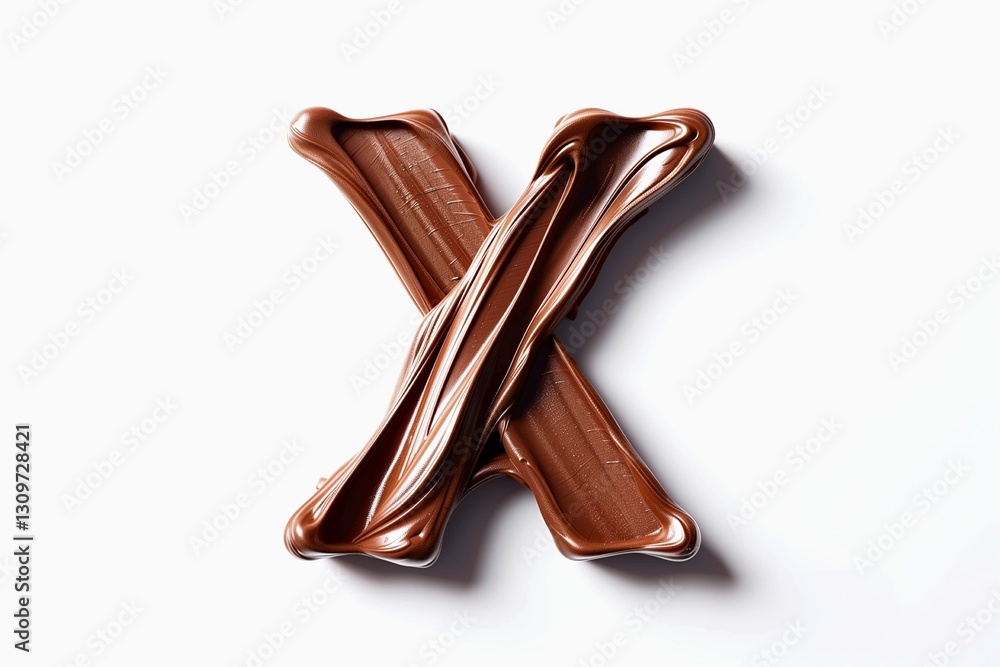 Fototapete letter x designed with flowing cocoa texture isolated on white background