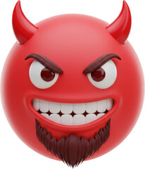 Angry Red Devil Emoji 3D Render Cartoon Character Mischief Horns Grinning Face