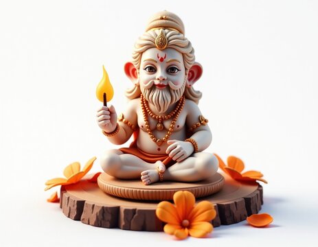 Agastya Muni Figurine, Hindu Deity Statue, Spiritual Art