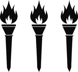 set of burning fire flames