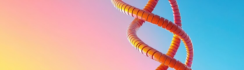 Futuristic DNA Helix Twisting into Abstract Architecture with Vibrant Colors