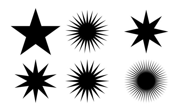 black Ster icon set vector silhouette design 