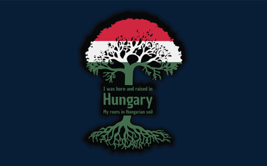 Hungarian roots and symbolism: a tree with the Hungarian flag, embodying national pride and love for nature	