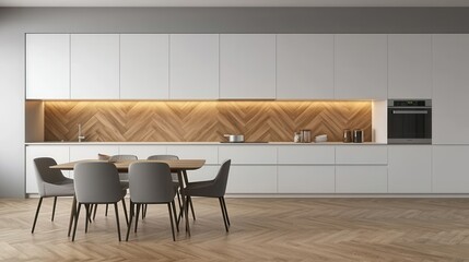 Modern Minimalist Kitchen with Wooden Accents and Elegant Design