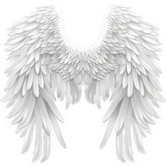Fototapeta premium Elegant White Feather Wings Isolated on Transparent Background