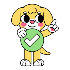 cute dog holding a check button
