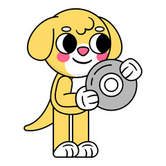 cute dog holding a cd