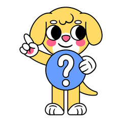 Naklejka premium cute dog holding a help button
