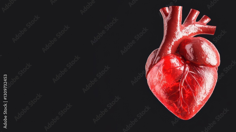 Poster 3d isolated model of anatomically accurate human heart with detailed texture and structure