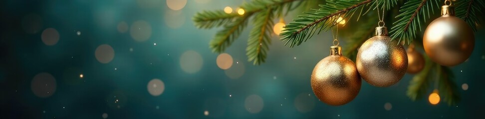 Gold and silver ornaments hanging from a branch, Christmas, ornaments