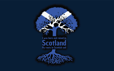Scottish roots and symbolism: a tree with the Scottish flag, embodying national pride and love for nature	