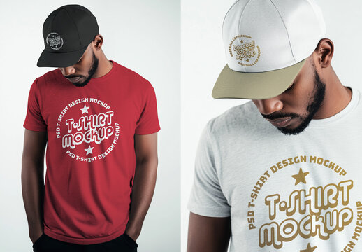 Baseball cap and t-shirt mockup