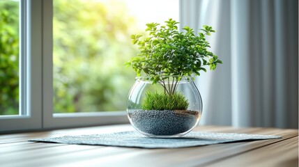 Home Plant by Window, Sunny Day
