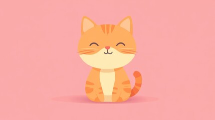 Obraz premium A cute cartoon cat with orange fur and happy expression